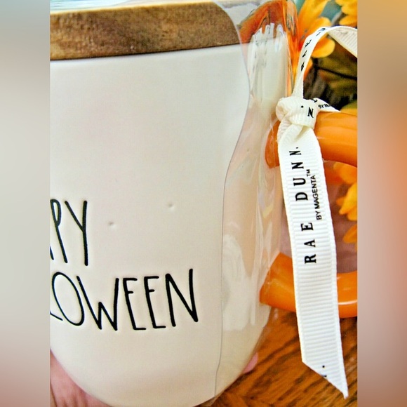 New Rae Dunn HAPPY HOWLOWEEN Halloween Dog Coffee Tea Mug Cup w/ Wood Lid - Picture 6 of 8